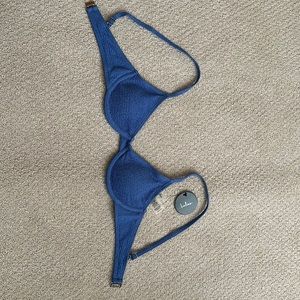Brand new never worn, blue bikini top! Xsmall with clasp and adjustable straps